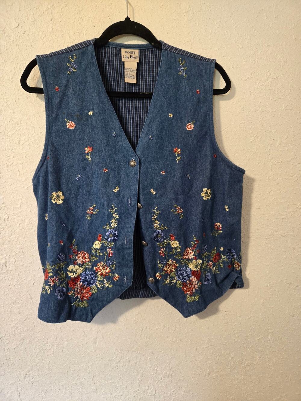 Vintage denim floral vest